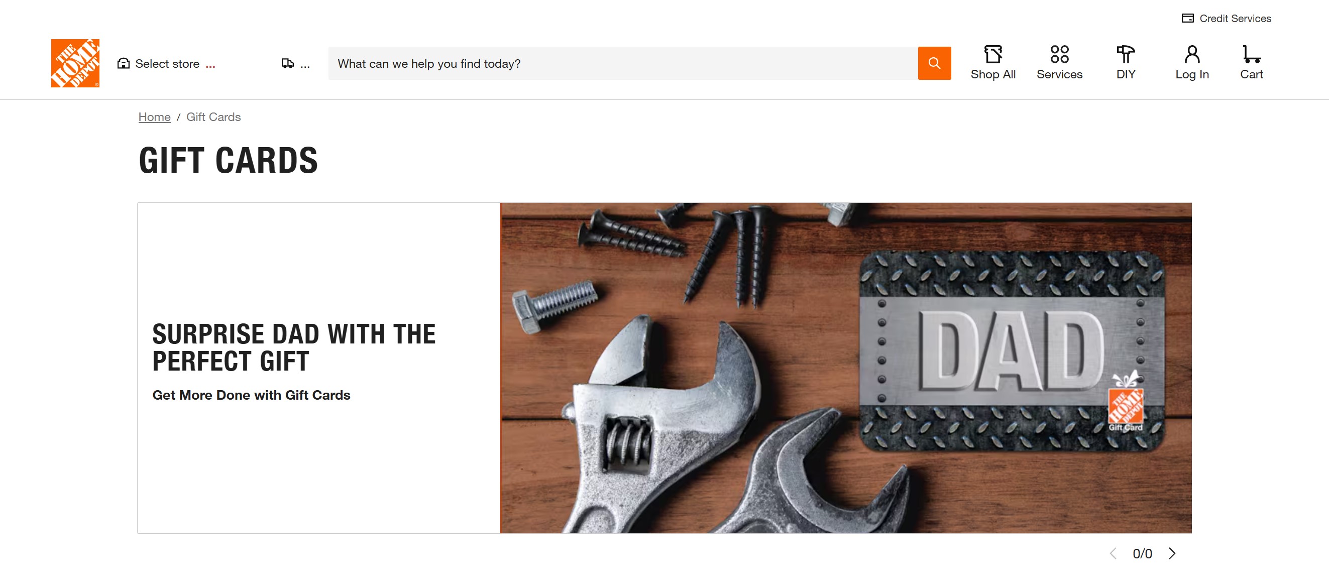 home depot gift cards balance check